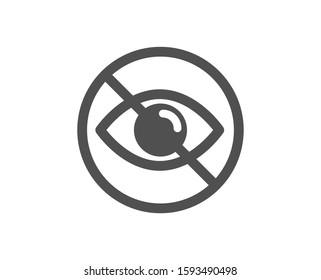 Not looking sign. No eye icon. Optometry vision care symbol. Classic flat style. Simple not looking icon. Vector