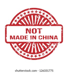 Not Made In China. Grunge Rubber Stamp. For Any Background. Vector illustration