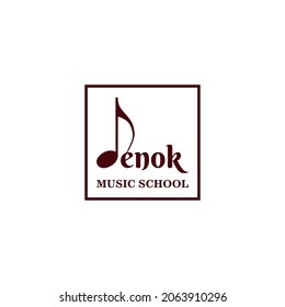 Not Music Logo applied for the logo of a music school named Denok. Music logo template design vector, icon illustration