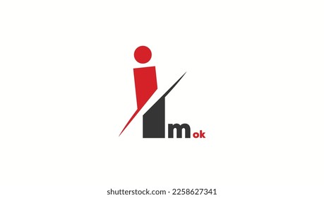 i am not ok text logo, black and red lettering and white background.