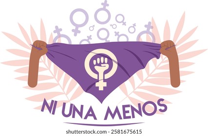 "Not one less" text in Spanish. Purple Women's Day Protest Scarf