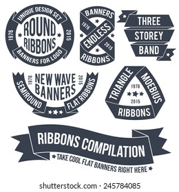 Not ordinary ribbons and banners in retro style for use in emblems. Endless bands for logos.