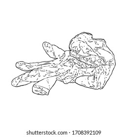 Not proper and wrong disposal of used medical gloves. Littering of hazardous  contaminated bio waste disposal in the wrong way. Coronavirus COVID-19 prevention advice drawing.