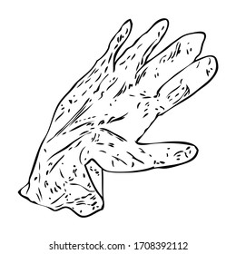 Not proper and wrong disposal of used medical gloves. Littering of hazardous  contaminated bio waste disposal in the wrong way. Coronavirus COVID-19 prevention advice drawing.