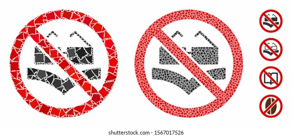 Not read books mosaic of raggy items in various sizes and color tinges, based on not read books icon. Vector tuberous items are combined into collage. Not read books icons collage with dotted pattern.