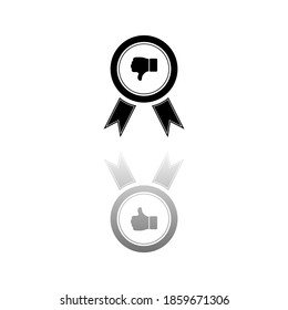 Not recommended award. Black symbol on white background. Simple illustration. Flat Vector Icon. Mirror Reflection Shadow. Can be used in logo, web, mobile and UI UX project