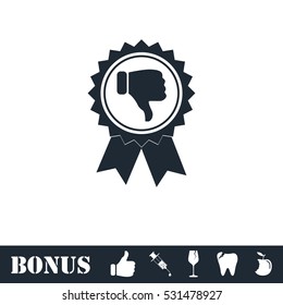Not recommended award icon flat. Vector illustration symbol and bonus pictogram
