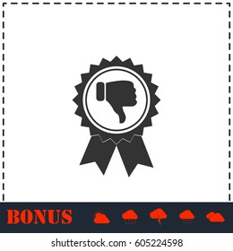 Not recommended award icon flat. Simple vector symbol and bonus icon
