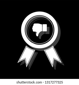Not recommended award. White flat simple icon with shadow