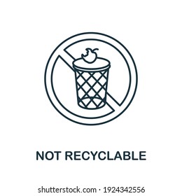 Icono no reciclable. Simple ilustración de la recolección de reciclaje. Icono de Creative Not Recyclable para diseño web, plantillas, infografías y más