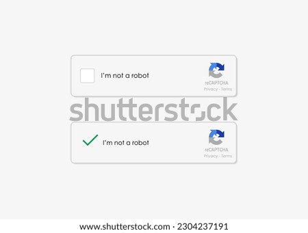 I'm not a robot button. Captcha, I'm not a robot, Web button for website or application.