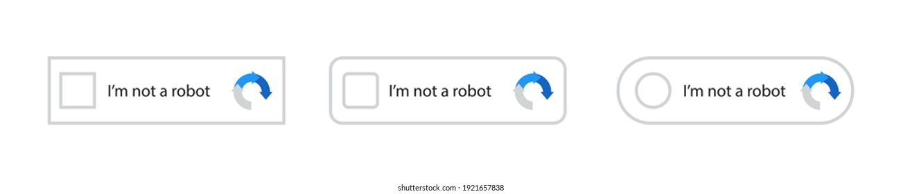 I'm Not A Robot Button Set. Website Security. Internet Safety. Recaptcha, I'm Not A Robot. Vector Web Button. Stock Vector Illustration For Website Or Application. Internet Technology. Vector EPS 10