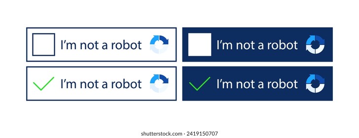 I'm not a robot buttons. Not robot icons. Flat style. Vector icons