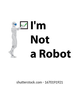 Ich bin kein Roboter, Typografie und Illustration von Android, Vektorillustration