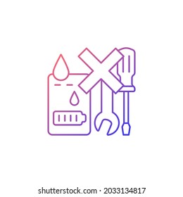 Not serviceable if exposed to liquids gradient linear vector manual label icon. Thin line color symbol. Modern style pictogram. Vector isolated outline drawing for product use instructions