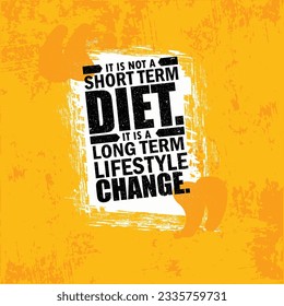 It Is Not Short Time Diet. It Is A Long Term Lifestyle Change. Nutrition Motivation Quote Design Concept On Grunge Texture Rough Background.