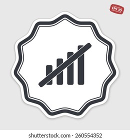 Not Signal strength indicators. Flat design style. Made vector illustration. Emblem or label with shadow.