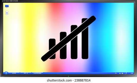 Not signal strength indicators on the screen monitor. Made vector illustration