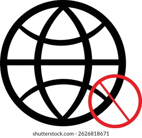 Not signing icon. Prohibited symbol icon. Art in illustrator. Black,White and Red color icon. Fully editable vector eps 10 file. For ui and ux design