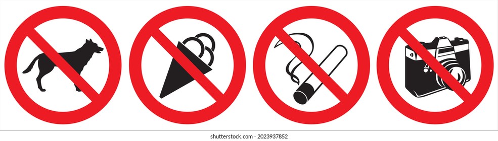 not smoke drink with dogs go on roller skates do not enter with ice cream no photo