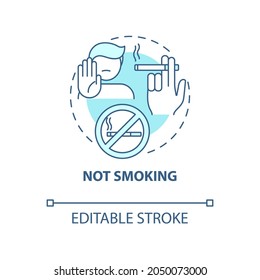 Not Smoking Concept Icon. Hypertension Prevention Tip Abstract Idea Thin Line Illustration. Reduce Arterial Stiffness. Smoking Cessation. Vector Isolated Outline Color Drawing. Editable Stroke