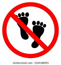 Not step in or walk allowed sign or symbol with foot print in black
