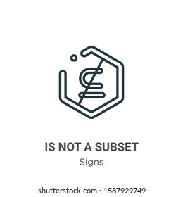Is not a subset symbol outline vector icon. Thin line black is not a subset symbol icon, flat vector simple element illustration from editable signs concept isolated on white background