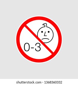 Not suitable for children under 3 years old. Vector, flat.