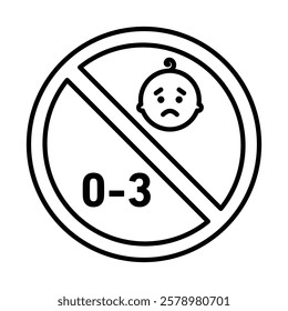 not suitable for children under 3 years icon Black and white logo