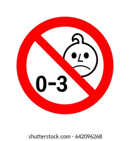 Not suitable for children under 3 years of age sign.