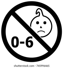 Not Suitable For Children Under 6 Years Sign Black And White. Vector.