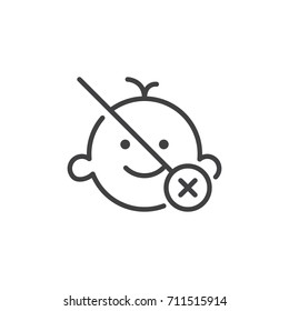 Not suitable for children under age x line icon, outline vector sign, linear style pictogram isolated on white. Symbol, logo illustration. Editable stroke