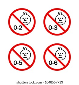 Not suitable for children under years of age symbol vector set. Age restriction symbol vector set.