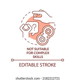 Not suitable for complex skills terracotta concept icon. Microlearning cons abstract idea thin line illustration. Isolated outline drawing. Editable stroke. Arial, Myriad Pro-Bold fonts used