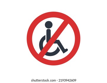 No es adecuado para usuarios de silla de ruedas icono vector.