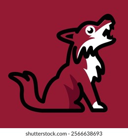 Not sure what this cartoon red coyote is howling about, but it certainly looks cute.