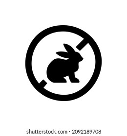 not tested on animal Icon in black flat glyph, filled style isolated on white background