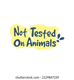 Not tested on animals cosmetic emblem icon. Cruelty free skincare product badge, vegan beauty produce, vector illustration. Isolated on white hand drawn shape with sign, eco friendly sticker