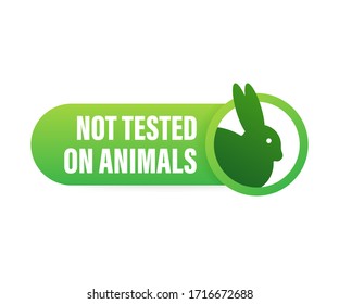 Not tested on animals. Cruelty free Pink banner. Vegan emblem. Packaging design. Natural product. Vector stock illustration.