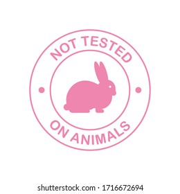 Not tested on animals. Cruelty free Pink banner. Vegan emblem. Packaging design. Natural product. Vector stock illustration.