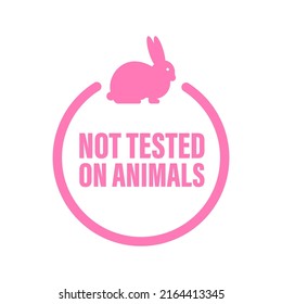 Not tested on animals. Cruelty free Pink banner. Vegan emblem. Packaging design. Natural product. Vector stock illustration