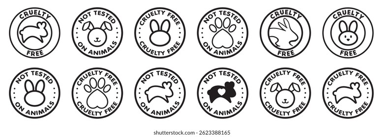 Not tested on animals and Cruelty free icons vector set. Isolated on white background