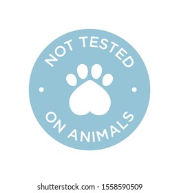Not tested on animals icon. Blue Round vector symbol.