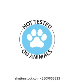 Not tested on animals icon. Blue Round vector symbol.