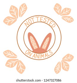 Not tested on animals label - round badge for package. Eco natural cosmetics