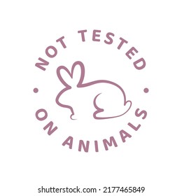 Not tested on animals label. Circle badge with rabbit vector.