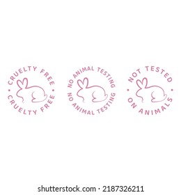 Not tested on animals label set. Circle cruelty free badge with rabbit.