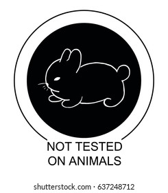 Not tested on animals, label. The rabbit , organic sign