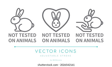 Not Tested on Animals Line Icons. Cruelty Free Vector Symbol.
