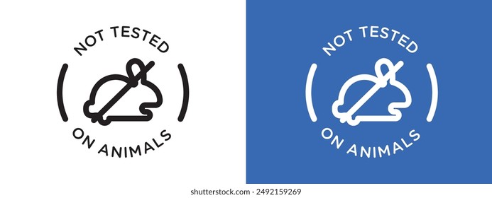 No probado en animales logo conjunto de signos contorno de Vector
